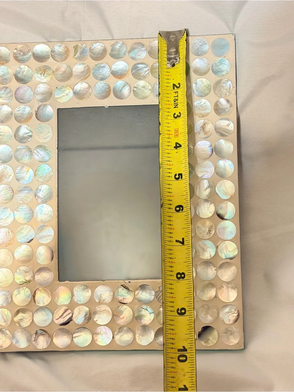 Mother of Pearl Shell Mosaic Picture Frame Coastal Boho Beach Decor
